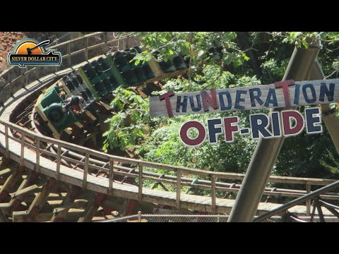 Off-ride footage of a Thunderation train