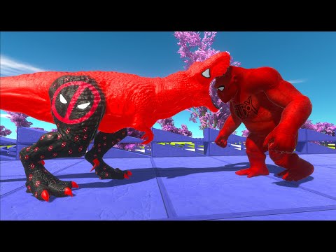 DEADPOOL T-REX vs SUPERMAN T-REX vs HELLBOY GORO DEATH RUN -   Animal Revolt Battle Simulator