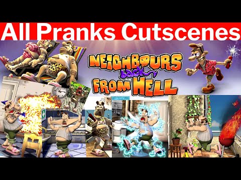 Only the Pranks Cutscenes | All Funny Moments | Neighbours back From Hell  (Full Game)