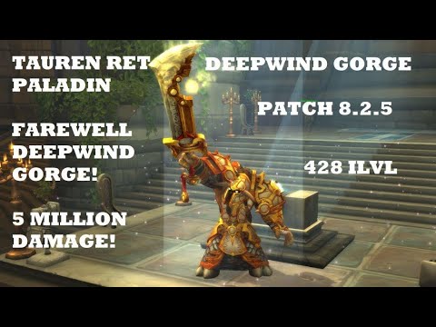 Tauren Ret Paladin PVP BG 8.2.5 - 5 Million Damage! Farewell Deepwind Gorge!