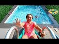 Scary Backyard Waterpark Water Slide In Our Swimming Pool