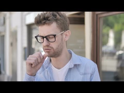Coughing Sick Young Man Standing Outdoor | Stock Footage - Videohive