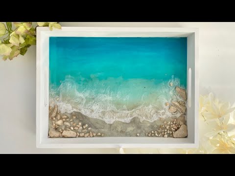 Beautiful Lacing in This Resin Ocean Serving Board