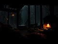 Cozy Rain Ambience In Cozy Wooden House In The Forest With Rain Falling On Window And Crackling Fire