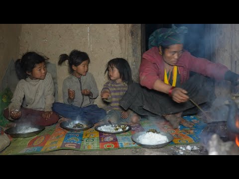 Happy family || Cooking and eating together inside village kitchen
