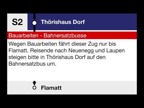 BLS Ansagen • S2 • Bern – Flamatt (+Info Bahnersatz in Thörishaus Dorf)