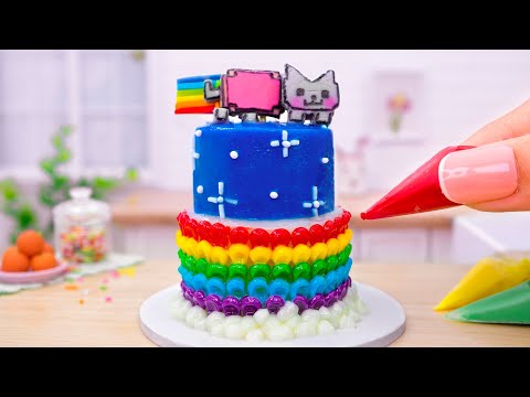 Rescue Smallest Kitten Cat and Make Cutest Nyan Cat Cake 🐱 Amazing Cake In Mini Kitchen for Cat