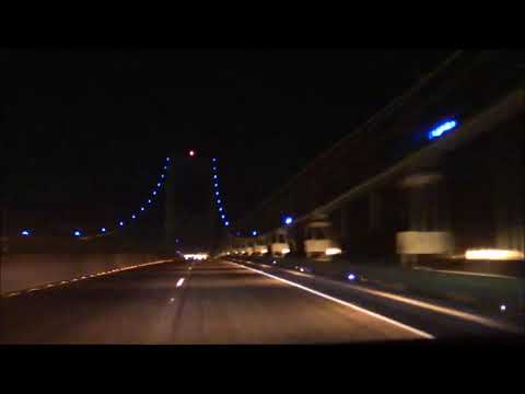 Driving on the Vincent Thomas Bridge at Night