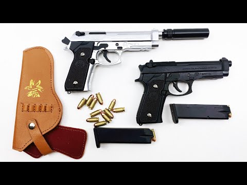 M92 Berretta Silver And Black Miniature Toys Gun !