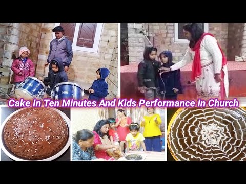 Make Delicious Fry Pan Eggless Chocolate Cake In Ten Mints | First Performance From Kids In Church |