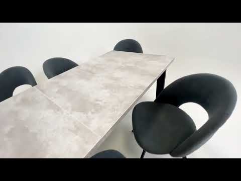 Обеденный раздвижной стол Нагано-3L (ноги черные, светлый цемент) в Заводоуковске - видео 7