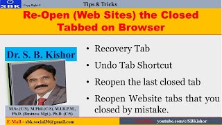 Re-Open the Web Sites that has been Closed on Browser (Restore the session on Web Browser)