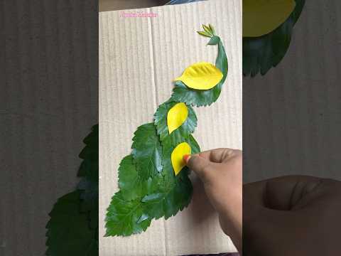 peacock ko leaf Se Kaise banaen //leaf art #shorts #art #drawing