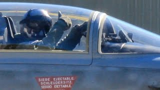 preview picture of video 'close up views on pilots at take off - Sion airport - swiss airforce F-5 Tiger'