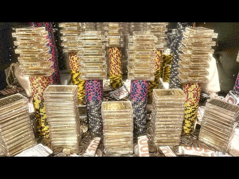 COIN PUSHER FULL OF GOLD! $100K BUY IN AT THE CASINO PLAYING THE HIGH RISK COIN PUSHER MEGA JACKPOT!