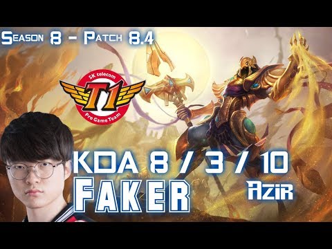 SKT T1 Faker AZIR vs CORKI Mid - Patch 8.4 KR Ranked