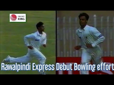 Rawalpindi Express Shoaib Akhtar Test debut over & wickets @ Rawalpindi 1997