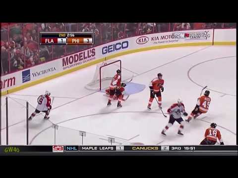 (HD) Mike Richards Knocks Out David Booth (10-24-2009)