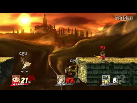 Super Smash Bros. for Wii U - Male Villager vs. Zelda vs. R.O.B.