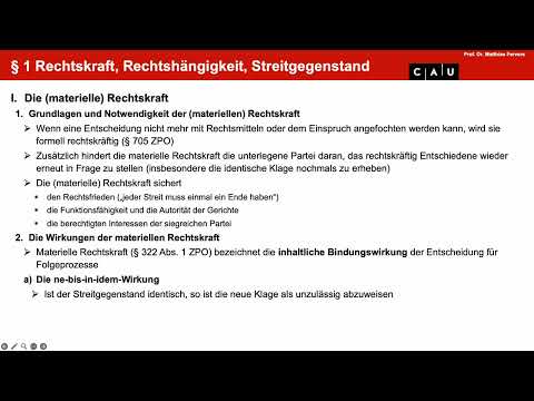Vertiefung ZPO I – Folge 01 (Rechtskraft; Streitgegenstand, objektive Grenzen)