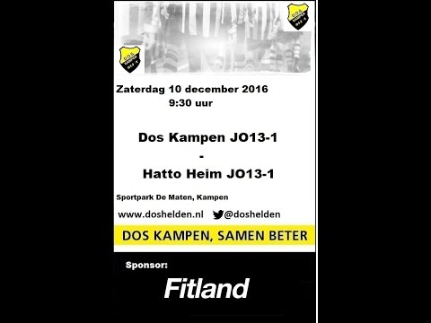 Doshelden Kampen: 10-12-2016 Dos Kampen JO13-1 - Hatto Heim JO13-1 (2-1)
