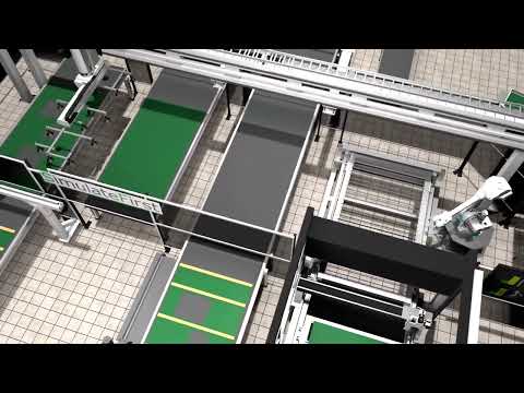 3D robot simulation model in Visual Components — robotic arm in factory layout