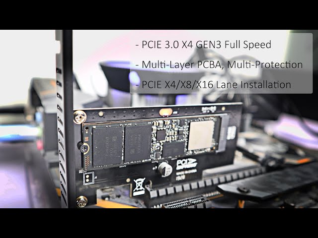 Vídeo relacionado con chenyang Adaptador M.2 NVME a PCIe 3.0 X16 NVME/AHCI SSD a PCI Express Adaptador de tarjeta de expansión, negro