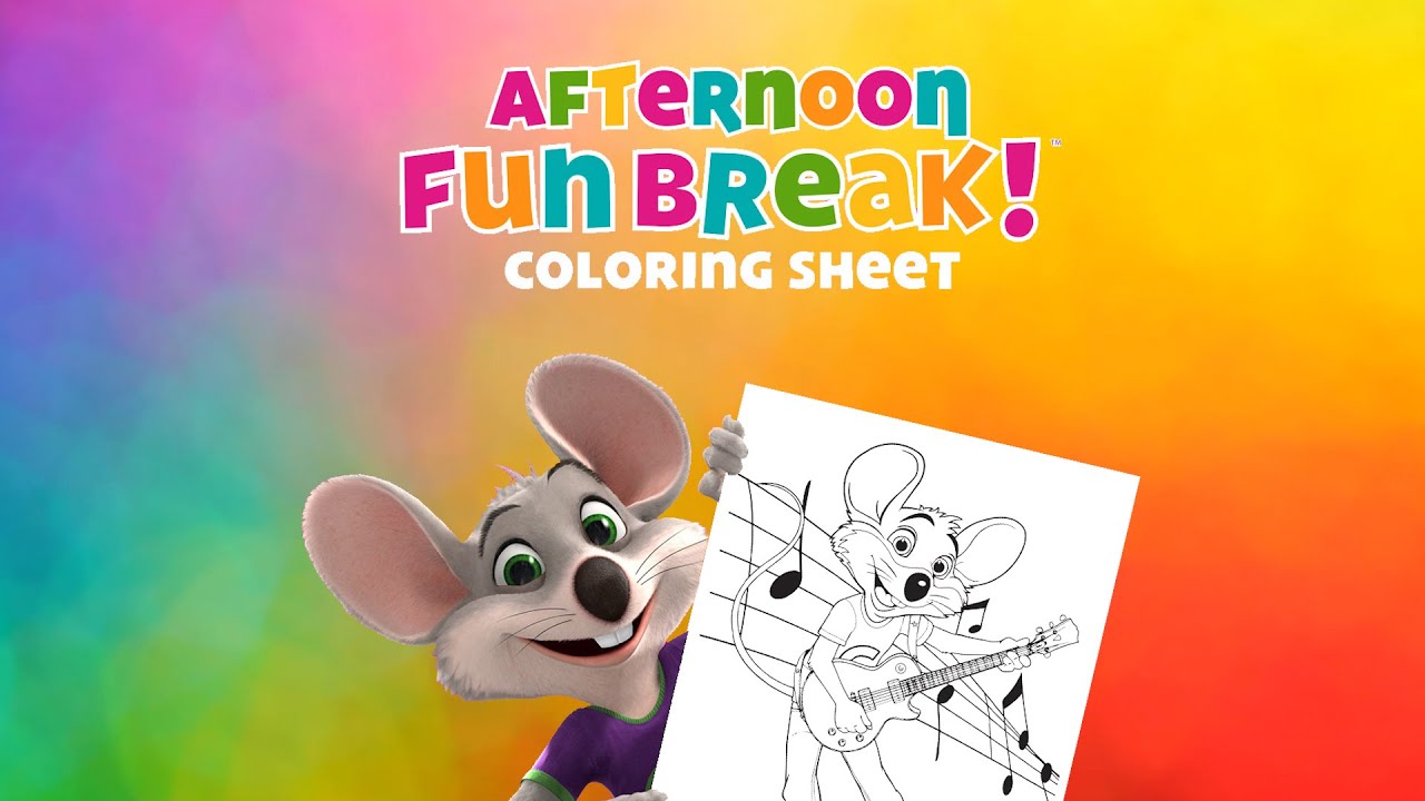 Afternoon Fun Break | Rockstar Chuck E. Cheese Coloring Sheet