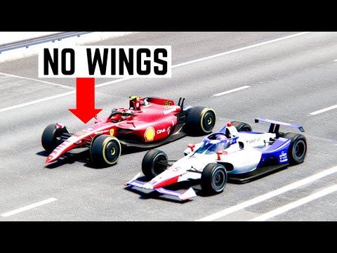 Ferrari F1 2022 NO WINGS vs IndyCar 2022 OVAL KIT at Drag Race 3 KM