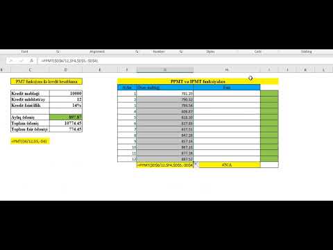 Exceldə PPMT və IPMT funksiyaları, PPMT and IPMT functions in Excel/ @ZumrudBulud