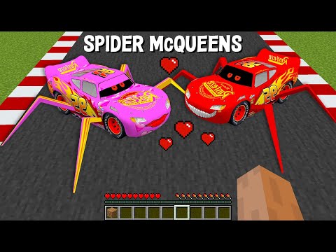 I Found SPIDER GIRL McQUEEN and SPIDER McQUEEN EXE in Minecraft-Minion vs Lightning Mcqueen Gameplay