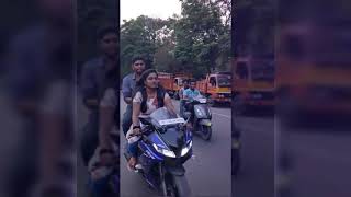 Indian girls riding Yamaha R15 v3 public reactions