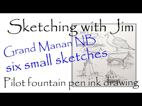 Six fast and small fountain pen and ink sketches