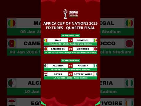 AFRICA CUP OF NATIONS 2025 FIXTURES QUARTER FINAL - AFCON 2025 QUARTER FINAL MATCH SCHEDULE