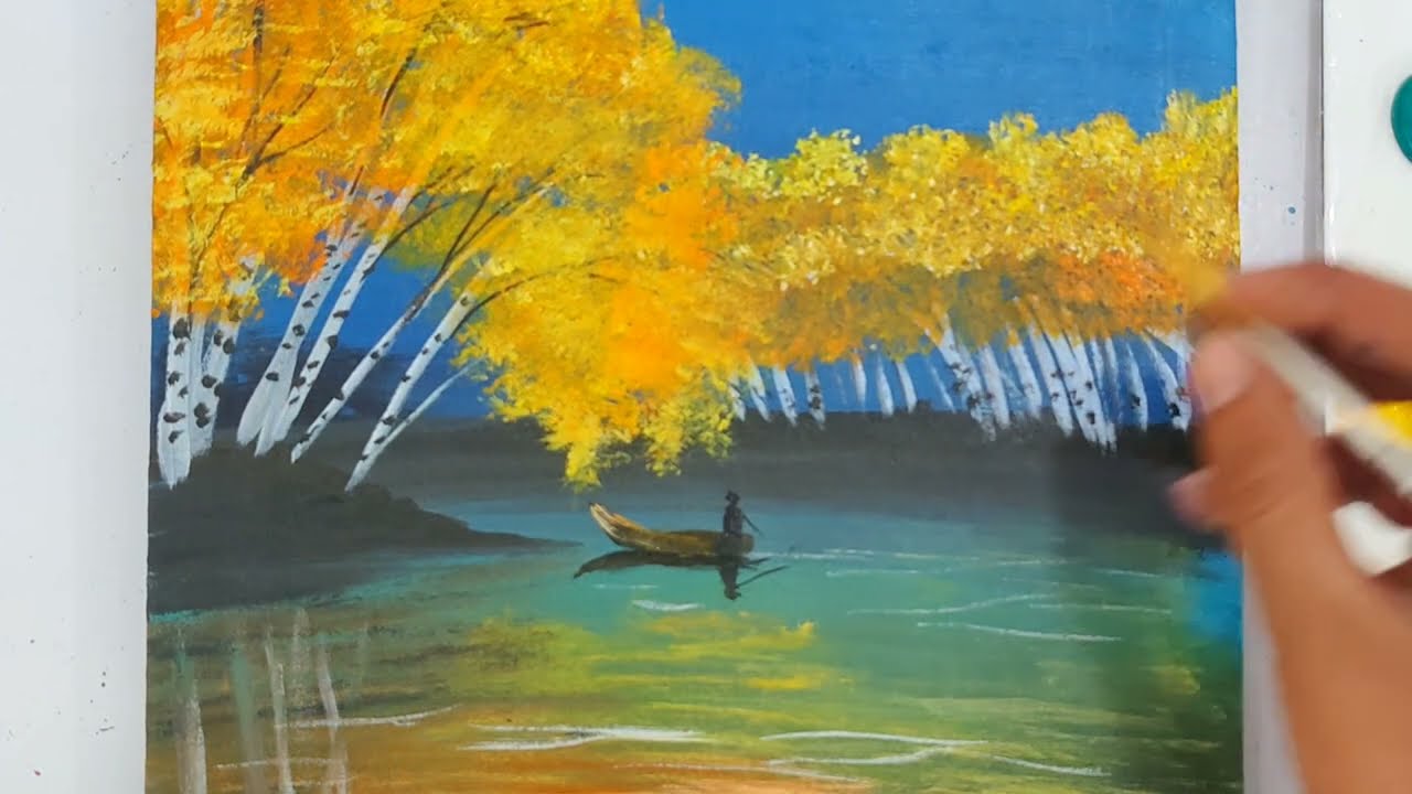 Easy Way to Paint a Morning Scenery | Acrylic Painting techniques for beginners.