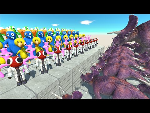 Triceratops Challenge | Rainbow Friends Attack - Animal Revolt Battle Simulator
