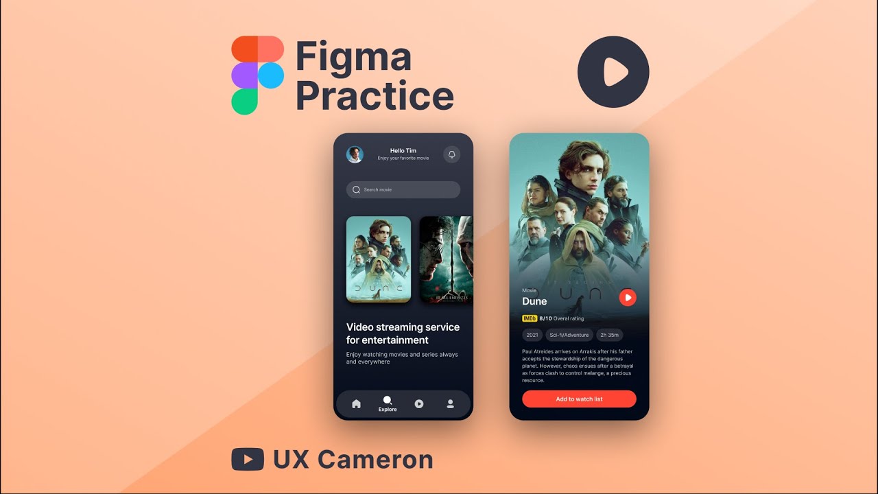 Figma UI design practice by a sample of movie streaming app