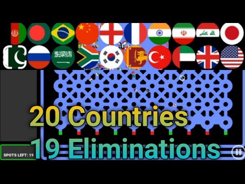 20 Countries & 19 Eliminations Marble Race | Countries Marble Race