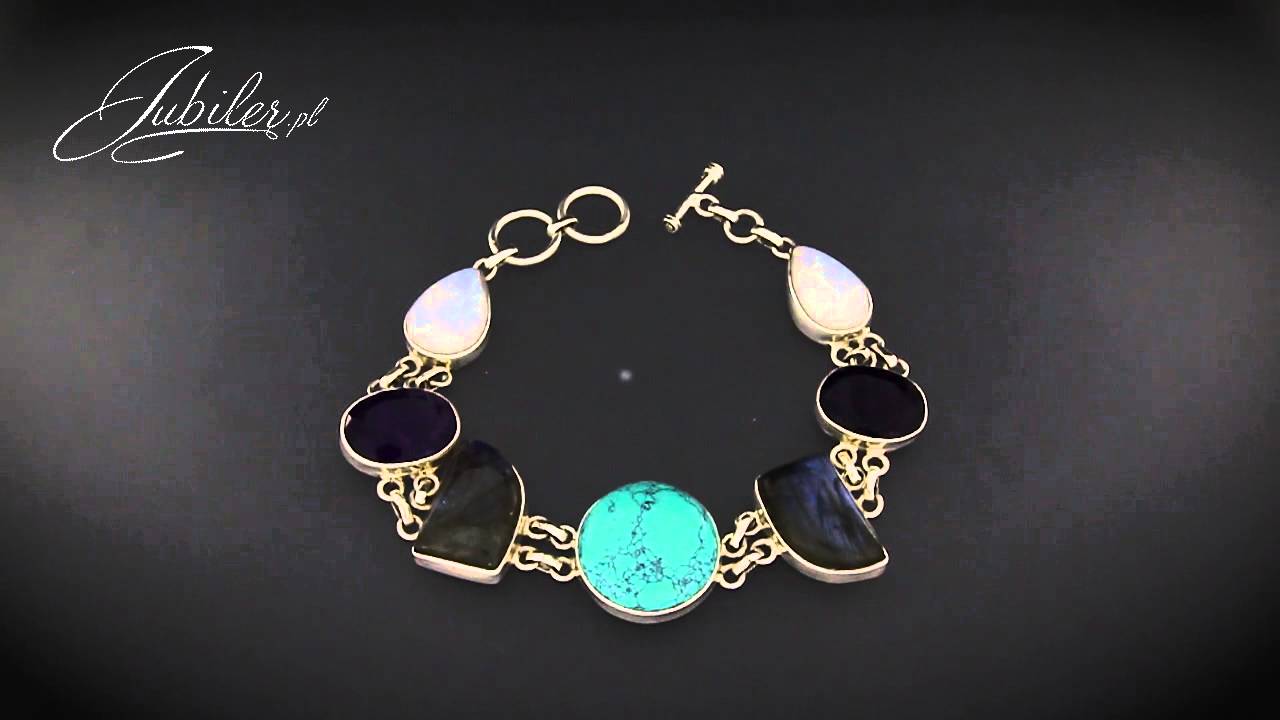 bransoletka srebrna z naturalnymi kamieniami