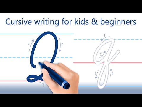 How to write letter "Q". Cursive writing for kids and beginners. Handwriting practice.