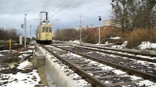 preview picture of video 'Magdeburg - Alte Bahnen auf neuer Strecke - Dezember 2012'