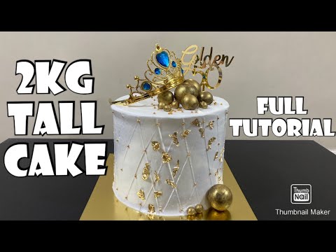 How To Make 2kg Tall Cake | Beautiful 50th Birthday Cake Design | 🎂
