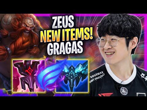 ZEUS TRIES GRAGAS WITH NEW ITEMS! - T1 Zeus Plays Gragas TOP vs Akshan! | Season 2023