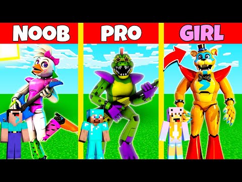Minecraft Battle: FNAF 9 GLAMOUR FREDDY HOUSE BUILD CHALLENGE - NOOB vs PRO vs GIRL /Animation