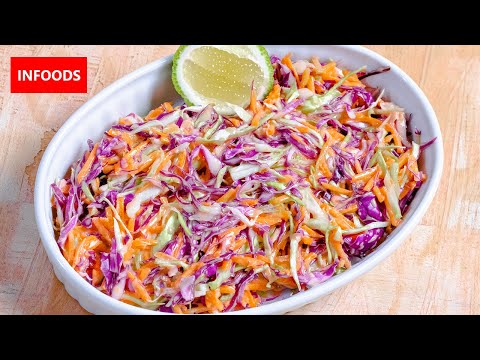 Coleslaw Recipe | How to Make Coleslaw Salad | Mayo, Red Cabbage and Honey Coleslaw | Infoods