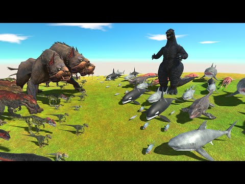 Three Headed Dog VS Heisei Godzilla | Who is The Boss? - Animal Revolt Battle Simulator
