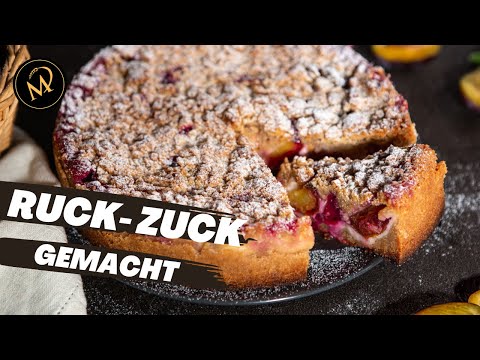 Einfacher und schneller Zwetschgenkuchen mit Streusel - saftiger Kuchen zum selber machen