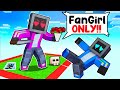 Locked on ONE CHUNK with CRAZY FAN GIRL in Minecraft!