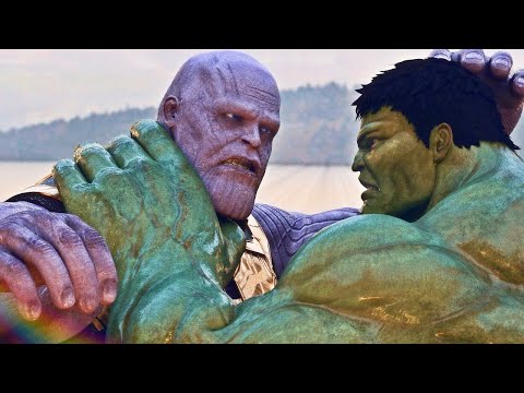 HULK challenged the MAD TITAN THANOS in a battle to stop the UNIVERSE from being completely ERASED