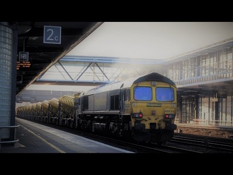 Freightliner 66508 & 66519 thrash Through Ashford Int'l on the HOBC with 2-tone 13/05/17